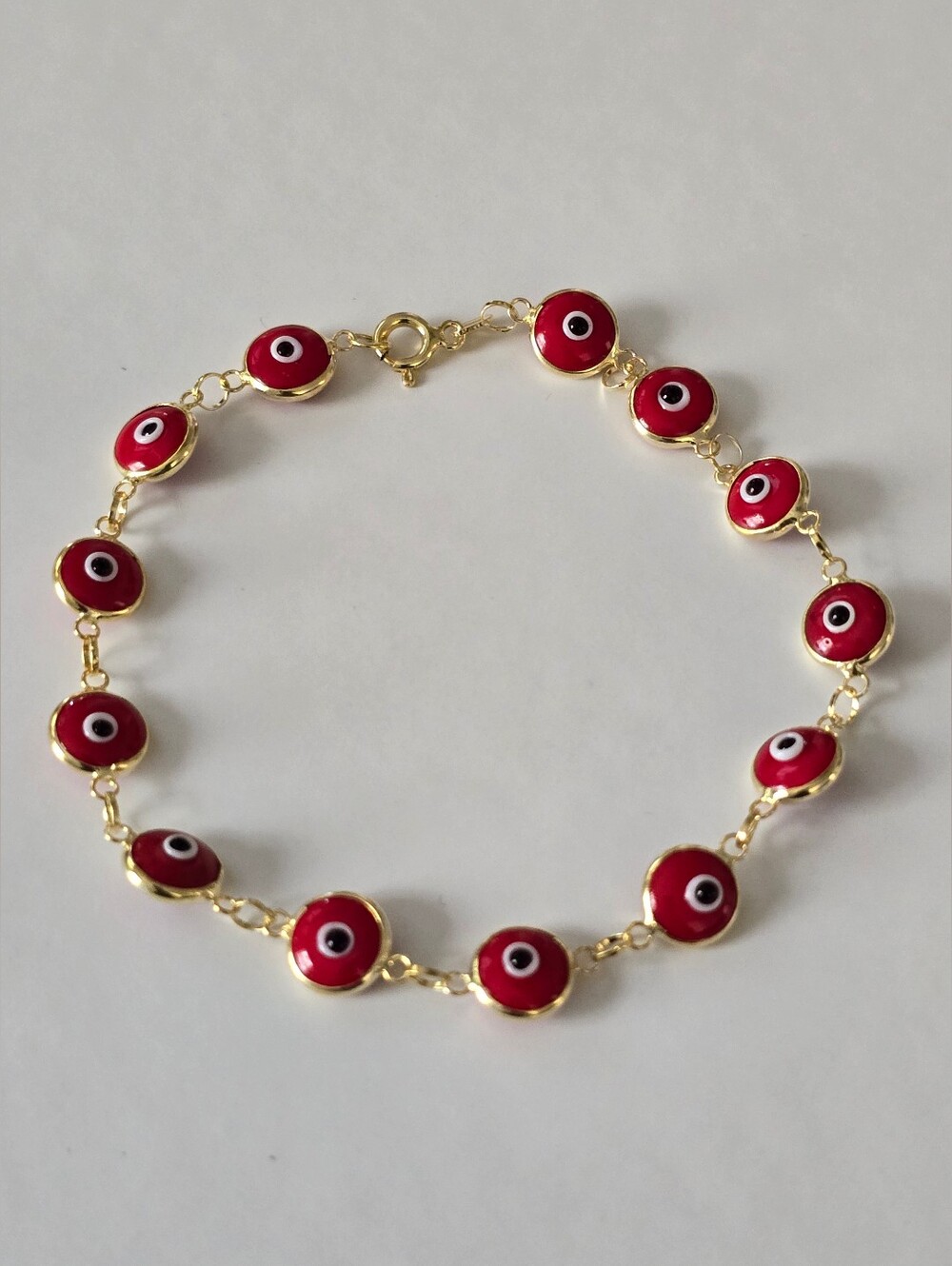 Gold-Tone Red Evil Eye Bracelet
